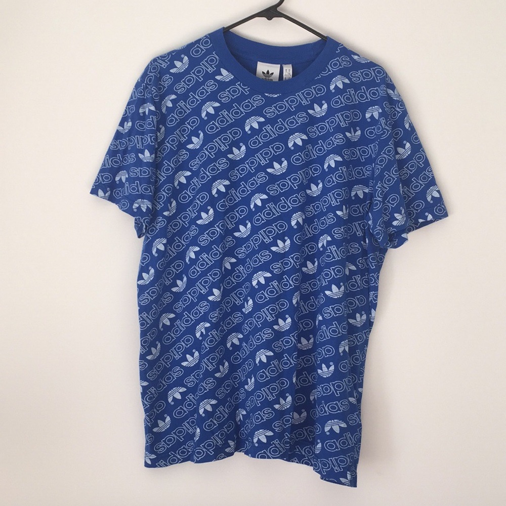 adidas Monogram All Over Print Tee Blue Men's XL